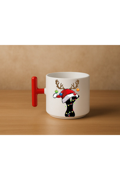 Er-Se Tasarım Special Red T-Handle Y-Shaped Letter Mug for New Year's Eve, Special Red Mug for New Year's Eve, Gift Mug for Friends