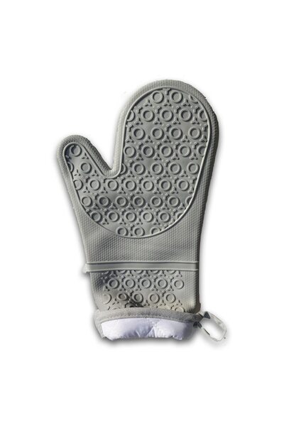 OEM Heat-resistant, long silicone kitchen glove, non-stick, oven/grill, gray, 35x 19 cm