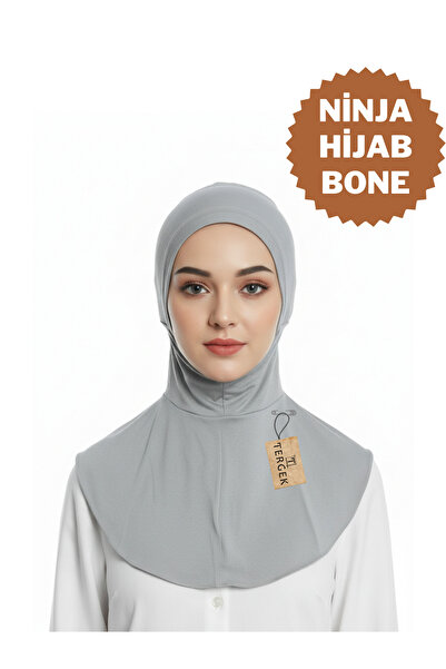 Tergek Neck Collar Hijab Bone Gray, Ready-To-Wear Practical Sports Hijab Headscarf Scarf Shawl Turban Mevlüt Prayer Namaz