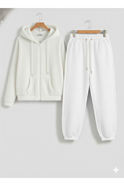 KVİNS Unisex Oversize Σετ Φόρμας με Πλήρες Φερμουάρ και Βελούδινη Υφή |   Βελ...