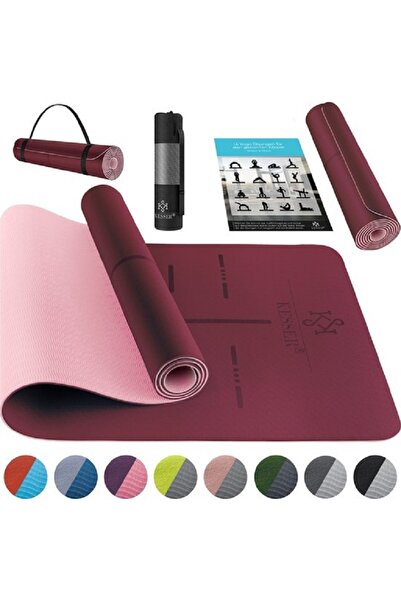 KESSER Saltea de yoga,fitness, pilates și gimnastică extra groasă 183x61cm, Bordeaux
