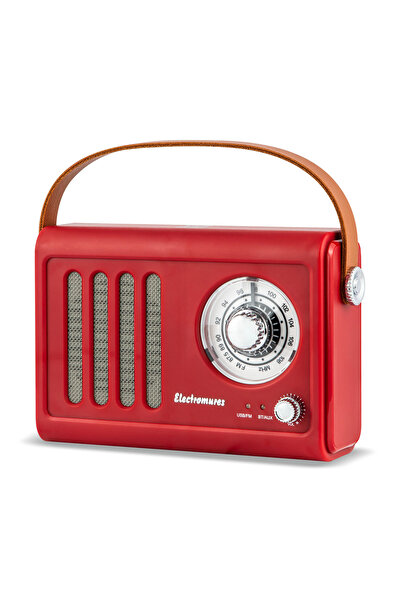 Electromures Retro radio with Bluetooth speaker EM 1006, 1500mAh, 6h, USB, Jack 3.5mm, Scarlet Sage