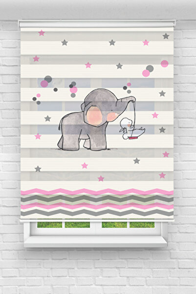 Perdecizade (ENXBOY)FİLLİ TAVŞAN DİJİTAL BASKILI ZEBRA PERDE-COCUK ODASI-STOR...