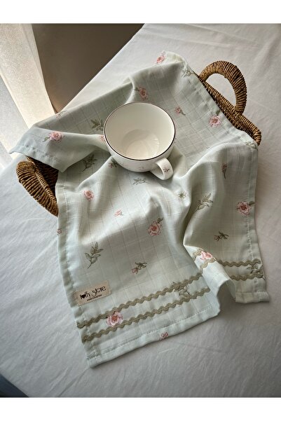 ToffyStore قماش مطبخ من قماش الموسلين المزخرف بالزهور (35×50 سم)