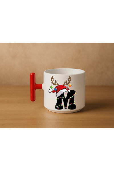 Er-Se Tasarım Special Red t Handle m Letter Mug for New Year's Eve, Special Red Mug for New Year's Eve, Gift Mug for Friends
