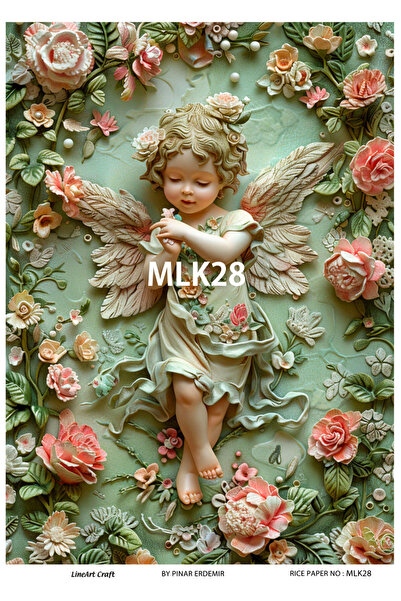 LİNEART Melek Deseni Pirinç Dekopaj Kağıdı No:MLK28- 29x42cm