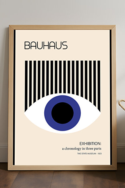 Duvarda Poster înrămat din lemn natural Bauhaus, pictură decorativă artistică...