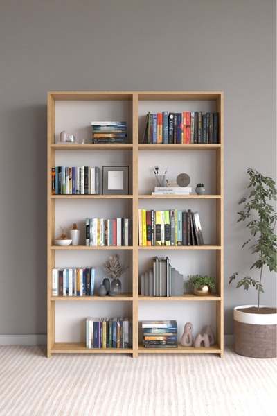 MEK MUSAB 10 RAFLI ÇOK AMAÇLI GENİŞ DOLAP - KİTAPLIK SAFİR MEŞE