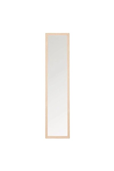 ELITECOMMERCEMARKET Beige Wooden Floor Mirror with Stand 156x36cm
