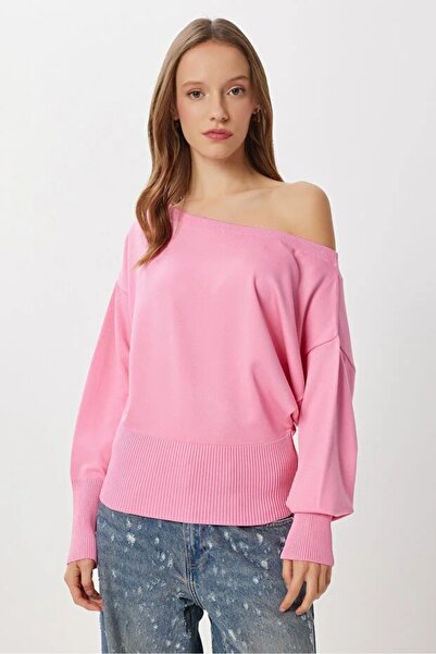 Modelmaster Women's Casual Off-Shoulder Soft Textured Knit Sweater