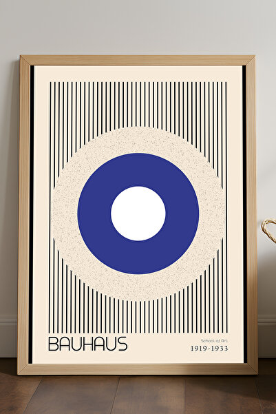 Duvarda Poster înrămat din lemn natural Bauhaus, pictură decorativă artistică...