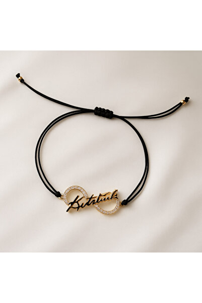 Femenino Gold Renk Ayarlanabilir Siyah İp ATATÜRK İmza Bileklik