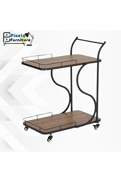 PixelsFurniture Pixel Furniture Rectangular 2-Tier Mobile Tea and Coffee Serving Trolley