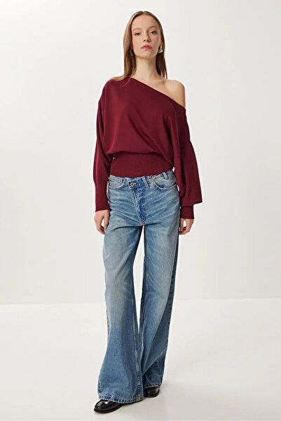 Modelmaster Women's Casual Off-Shoulder Soft Textured Knit Sweater