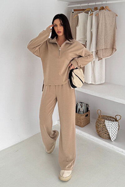 Mogi Butik Premium Modal Fabric Zippered Collar Women's Suit 3140