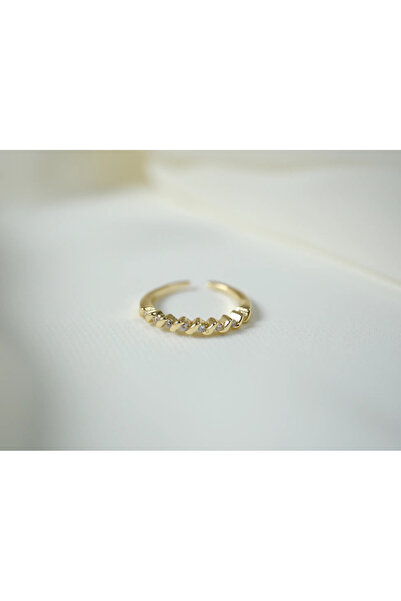 ATELİER TUĞBA خاتم ذهبي قابل للتعديل بتصميم منحني بسيط YZK120
