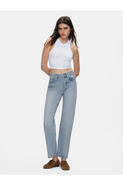 Ltb Short Sleeve Round Neck Crop White Tank Top