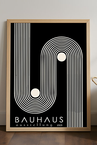 Duvarda Poster înrămat din lemn natural Bauhaus, pictură decorativă artistică...