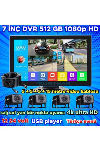 Navigold 4 KAMERALI 4K ULTRA HD 512 GB DVR-USB-BSD MONİTÖR SETİ 12 - 24 VOLT