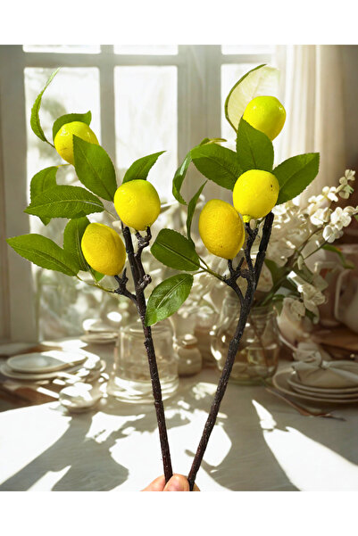 Home Yapay Yapraklı Dal Limon 3 Meyveli (1Adet) 40 cm