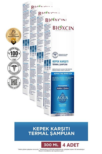 Bioxcin Aqua Thermal Anti-Dandruff Shampoo 300ml All Hair Types 4 Pieces