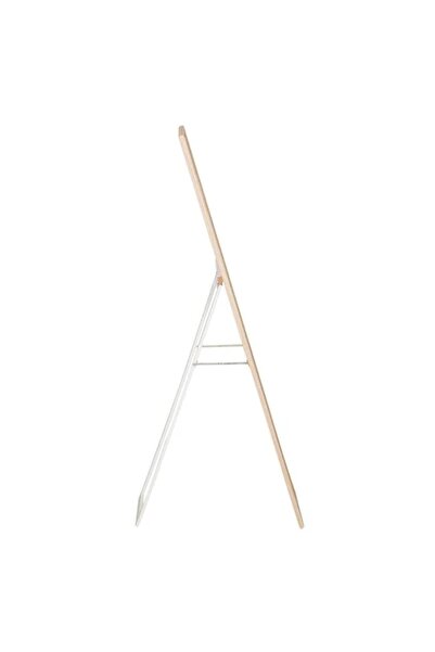 ELITECOMMERCEMARKET Beige Wooden Floor Mirror with Stand 156x36cm