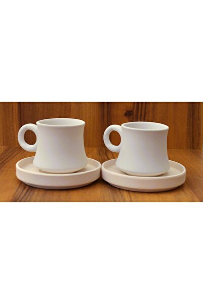 Kazan Tipi 2 Li Biskuvi Seramik Fincan Takımı (HAM ÜRÜN), tabak 10 cm
