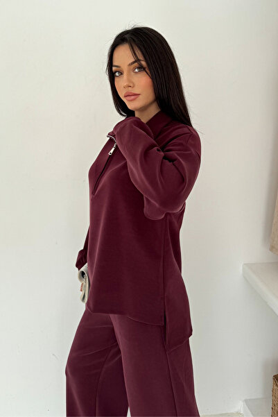 Mogi Butik Premium Modal Fabric Zippered Collar Women's Suit 3140