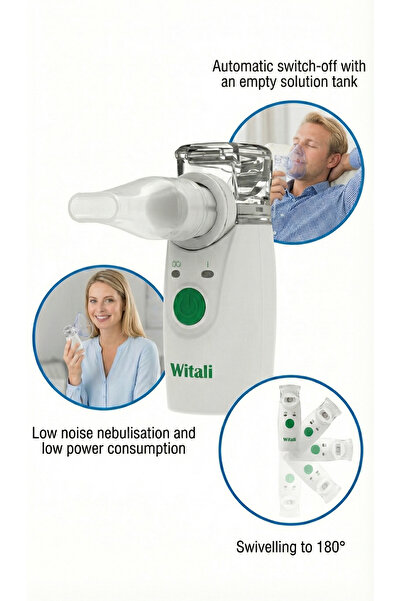 Witali Wollex PİLLİ ve USB den çalışır taşınabilir Mesh Nebulizatör Sessiz özel ilaç hazneli