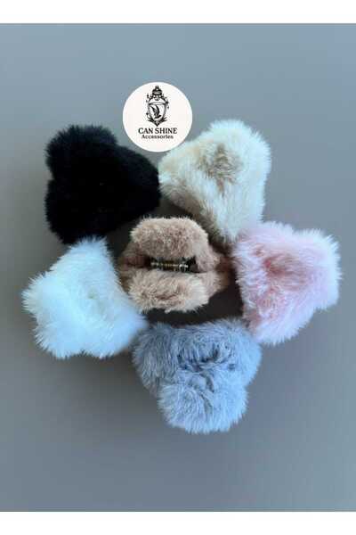 Can Shine Accessories Küçük Peluş Mandal Toka - Pembe - 1 Adet