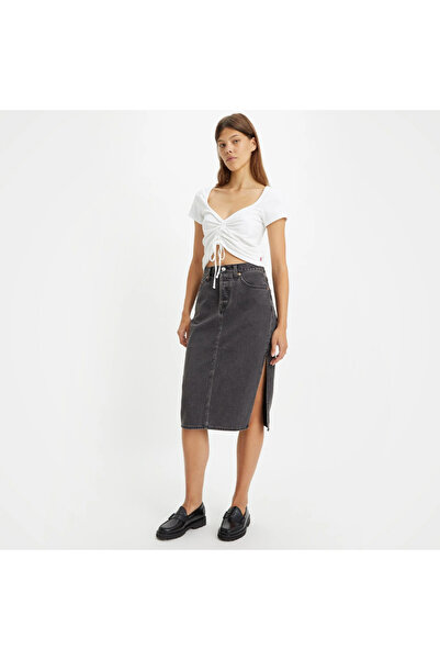 Levi's Side Slit Jean Skirt Gray