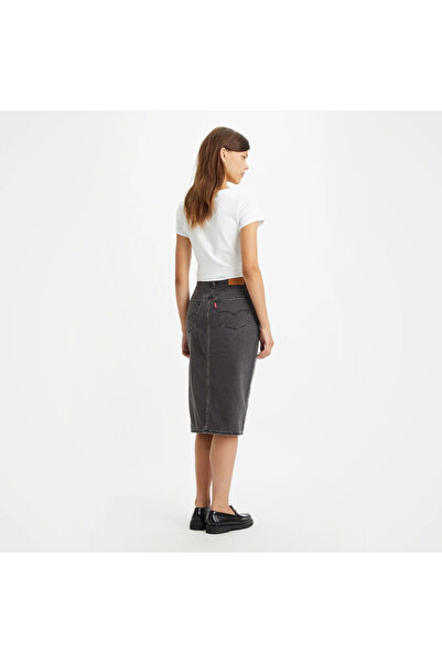 Levi's Side Slit Jean Skirt Gray