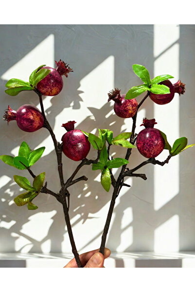 Home Yapay Yapraklı Nar Dalı 3 meyveli 40 cm (1 adet )