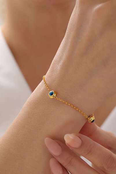 Kado Kuyumculuk Doc Göz Nazar Boncuklu Bileklik 14 Ayar Altın