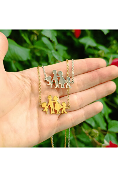 House of Crystals Adjustable Stainless Steel Family Necklace Boy and Girl