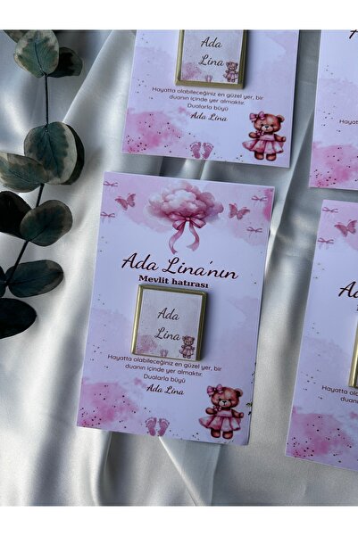Moona Atölye Kişiye Özel Mevlid Hatırası Madlen Çikolata–İsimli Bebek Hediyel...