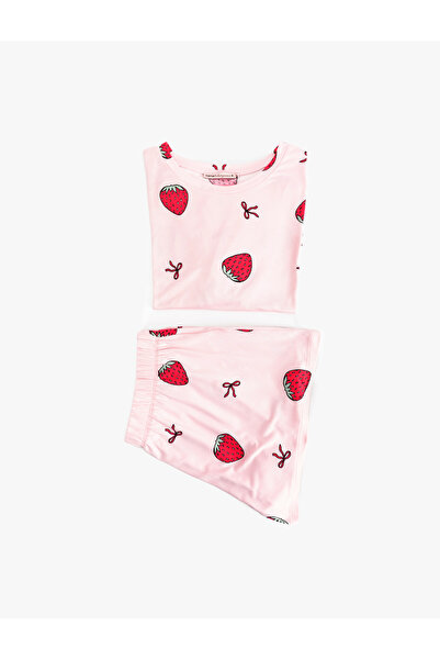 Koton Σετ πιτζάμες με κοντό μανίκι και σορτς Strawberry Με σχέδιο