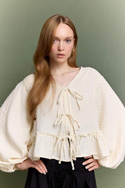 DeFacto Μακρυμάνικο τουνίκ με κορδόνια με λαιμόκοψη σε σχήμα V F9173AX25AU