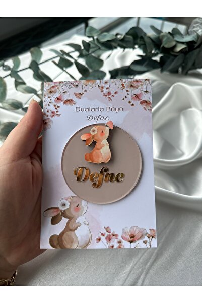Moona Atölye Kişiye Özel Tavşan Temalı Hoş Geldin Bebek Magneti – İsimli Doğu...
