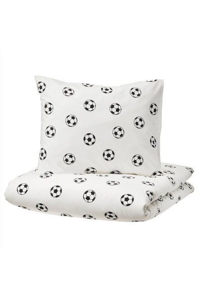 IKEA Sportslig Children's Bedding Set, White-Black, 150X200/50X60 cm