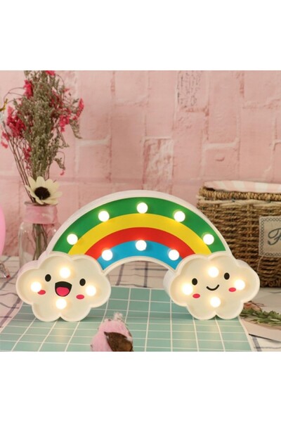 By Aheli Gülen Yüz Bulutlu Gökkuşağı Led Gece Lambası