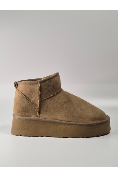 Barka Kadın Süet İçi Kürklü Yüksek Kalın Taban Kışlık Bot & Bootie