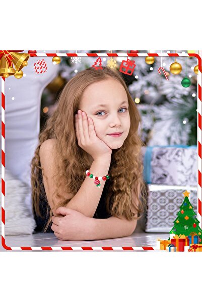 OEM Christmas jewelry set, clip-on earrings, hair clip, bracelet, for girls, red