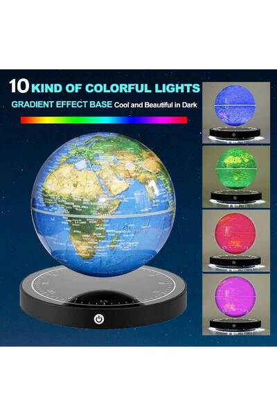 Arabest 6" World Geographic Floating Levitating Globe Lamp Anti-Gravity 360° Rotating with LED Light
