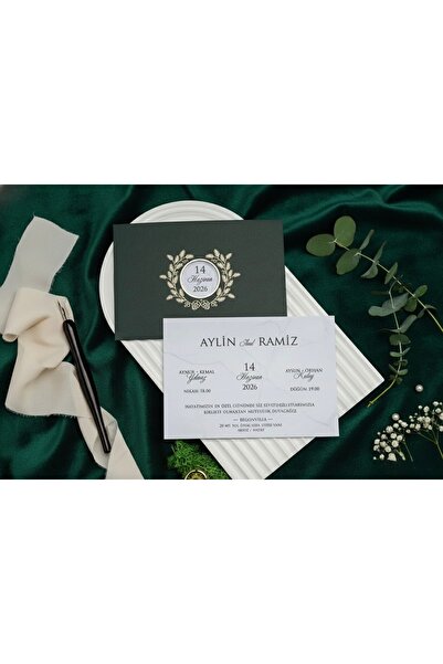 ERDEM DAVETİYE Düğün Davetiyesi / Nişan Davetiyesi / Nikah Davetiyesi / (50 A...