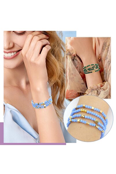 OEM 4 multi-layer bracelets for women, with crystals and hearts, elastic