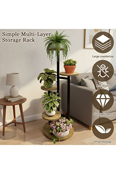 Sinyin 5-Tier Multi-Layer Plant Stand,Indoor Outdoor Metal Flower Pot Rack,Space-Saving Corner Shelf