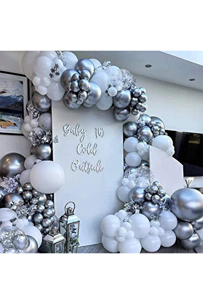 Generic 130-PCS White Silver Latex Decorative Balloon Arch Garland Set Wedding Birthday Party