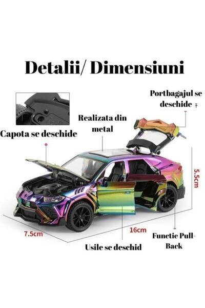 OEM Metal car type Lamborghini Urus Metallic, Moving doors, Sounds and Lights, Chameleon, 16cm