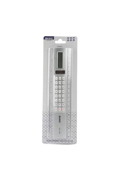 BASIC Student Calculator Ruler, 20 cm Length, Digital Display, Functions